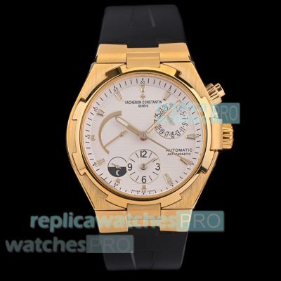 Swiss Replica Vacheron Constantin Overseas 42mm Yellow Gold Case Rubber Strap Watch 